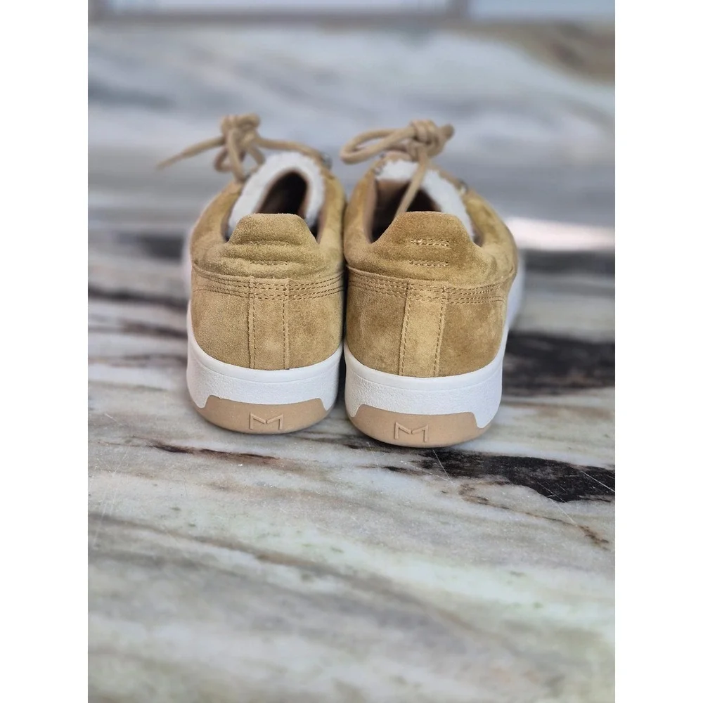 Marc Fisher LTD Maite Tan Suede Faux Fur Hiker Low Top Sneakers 8.5M MLMAITE